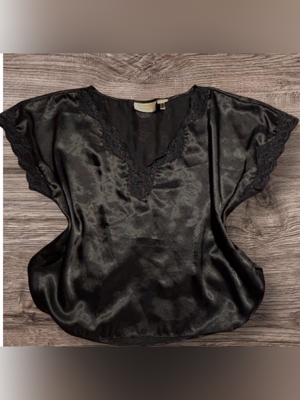 Vintage Victoria's Secret Gold Label Black
Satin Lace Trim Top